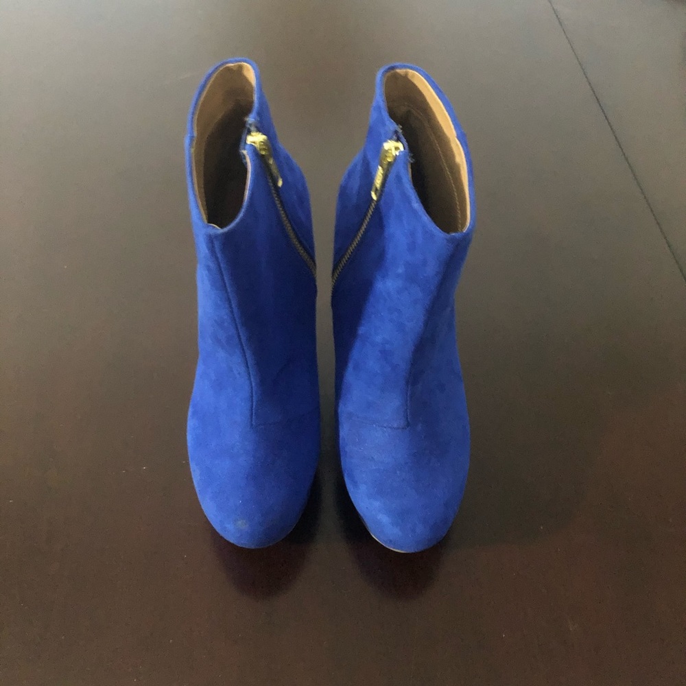 Aldo Cobalt Blue Suede Ankle Booties
